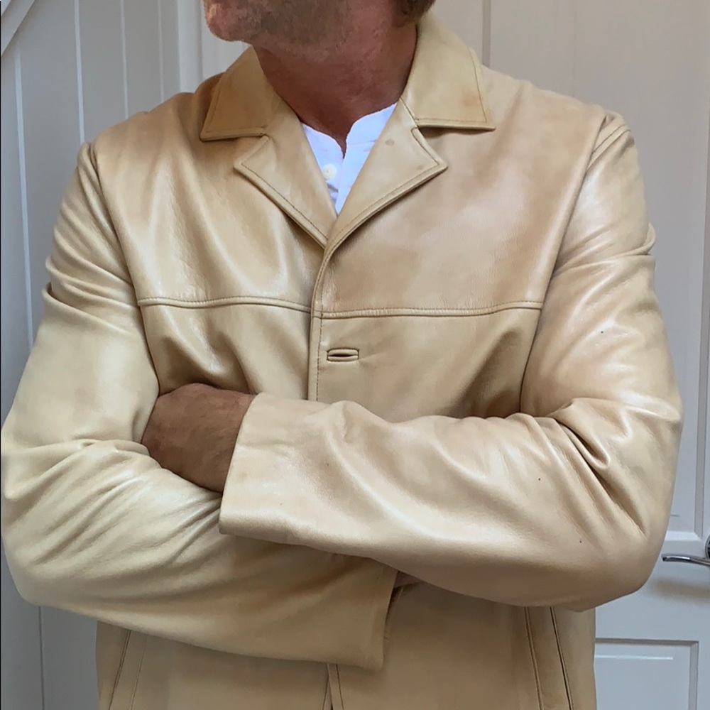 Leather dress coat jacket